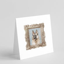 Load image into Gallery viewer, German Shepherd Front View 2 Square Greeting Cards -  Blank Note Cards – 8-Pack of Artist-Designed Cards with Envelopes