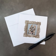 Load image into Gallery viewer, German Shepherd Smile Square Greeting Cards -  Blank Note Cards – 8-Pack of Artist-Designed Cards with Envelopes