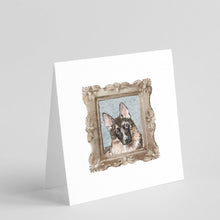 Load image into Gallery viewer, German Shepherd Head Tilt Square Greeting Cards -  Blank Note Cards – 8-Pack of Artist-Designed Cards with Envelopes