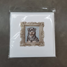 Load image into Gallery viewer, Rottweiler Front View 2 Square Greeting Cards -  Blank Note Cards – 8-Pack of Artist-Designed Cards with Envelopes