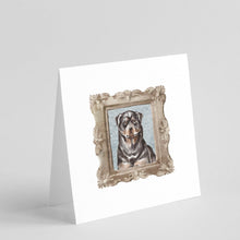 Load image into Gallery viewer, Rottweiler Front View 2 Square Greeting Cards -  Blank Note Cards – 8-Pack of Artist-Designed Cards with Envelopes