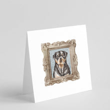 Load image into Gallery viewer, Rottweiler Front View 3 Square Greeting Cards -  Blank Note Cards – 8-Pack of Artist-Designed Cards with Envelopes