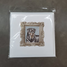 Load image into Gallery viewer, Rottweiler Front View 4 Square Greeting Cards -  Blank Note Cards – 8-Pack of Artist-Designed Cards with Envelopes