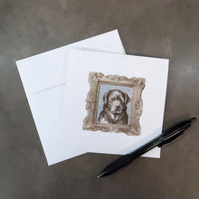 Load image into Gallery viewer, Labrador Retriever Black Front View Square Greeting Cards -  Blank Note Cards – 8-Pack of Artist-Designed Cards with Envelopes