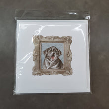 Load image into Gallery viewer, Labrador Retriever Black Puppy Smile Square Greeting Cards -  Blank Note Cards – 8-Pack of Artist-Designed Cards with Envelopes