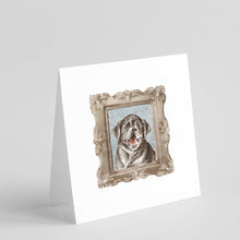 Load image into Gallery viewer, Labrador Retriever Black Puppy Smile Square Greeting Cards -  Blank Note Cards – 8-Pack of Artist-Designed Cards with Envelopes