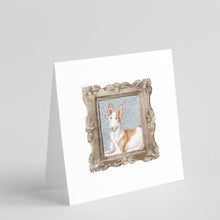 Load image into Gallery viewer, Ibizan Hound Front View 3 Square Greeting Cards -  Blank Note Cards – 8-Pack of Artist-Designed Cards with Envelopes