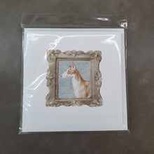 Load image into Gallery viewer, Ibizan Hound Side View Square Greeting Cards -  Blank Note Cards – 8-Pack of Artist-Designed Cards with Envelopes