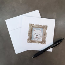Load image into Gallery viewer, West Highland White Terrier Smile 2 Square Greeting Cards -  Blank Note Cards – 8-Pack of Artist-Designed Cards with Envelopes