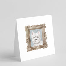 Load image into Gallery viewer, West Highland White Terrier Front View 2 Square Greeting Cards -  Blank Note Cards – 8-Pack of Artist-Designed Cards with Envelopes