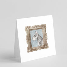 Load image into Gallery viewer, Schnauzer Side View 3 Square Greeting Cards -  Blank Note Cards – 8-Pack of Artist-Designed Cards with Envelopes