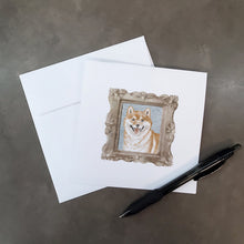 Load image into Gallery viewer, Shiba Inu Red Front View Square Greeting Cards -  Blank Note Cards – 8-Pack of Artist-Designed Cards with Envelopes