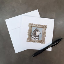 Load image into Gallery viewer, Shiba Inu Sesame Side View 2 Square Greeting Cards -  Blank Note Cards – 8-Pack of Artist-Designed Cards with Envelopes