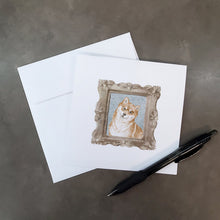 Load image into Gallery viewer, Shiba Inu Red Head Tilt Square Greeting Cards -  Blank Note Cards – 8-Pack of Artist-Designed Cards with Envelopes