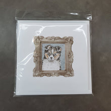 Load image into Gallery viewer, Sheltie Sable Puppy Square Greeting Cards -  Blank Note Cards – 8-Pack of Artist-Designed Cards with Envelopes