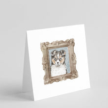 Load image into Gallery viewer, Sheltie Sable Puppy Square Greeting Cards -  Blank Note Cards – 8-Pack of Artist-Designed Cards with Envelopes