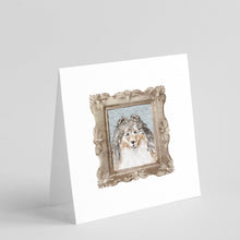 Load image into Gallery viewer, Sheltie Sable Smile Square Greeting Cards -  Blank Note Cards – 8-Pack of Artist-Designed Cards with Envelopes