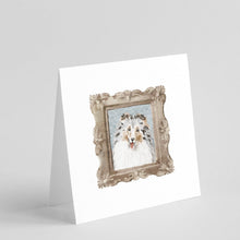 Load image into Gallery viewer, Sheltie Blue Merle Smile Square Greeting Cards -  Blank Note Cards – 8-Pack of Artist-Designed Cards with Envelopes