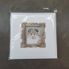 Load image into Gallery viewer, Sheltie Sable Puppy 3 Square Greeting Cards -  Blank Note Cards – 8-Pack of Artist-Designed Cards with Envelopes