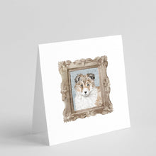 Load image into Gallery viewer, Sheltie Sable Puppy 3 Square Greeting Cards -  Blank Note Cards – 8-Pack of Artist-Designed Cards with Envelopes