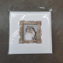 Load image into Gallery viewer, Sheltie Sable Front View 2 Square Greeting Cards -  Blank Note Cards – 8-Pack of Artist-Designed Cards with Envelopes