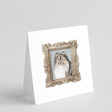 Load image into Gallery viewer, Sheltie Sable Front View 2 Square Greeting Cards -  Blank Note Cards – 8-Pack of Artist-Designed Cards with Envelopes