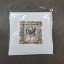 Load image into Gallery viewer, Briard Tawny Puppy Side View Square Greeting Cards -  Blank Note Cards – 8-Pack of Artist-Designed Cards with Envelopes