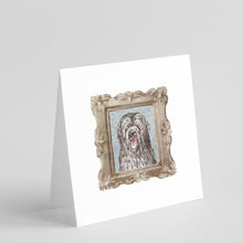 Load image into Gallery viewer, Briard Black Smile Square Greeting Cards -  Blank Note Cards – 8-Pack of Artist-Designed Cards with Envelopes
