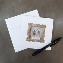 Load image into Gallery viewer, Briard Black and Grey Smile Square Greeting Cards -  Blank Note Cards – 8-Pack of Artist-Designed Cards with Envelopes