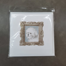 Load image into Gallery viewer, Bichon Fris� Side View Square Greeting Cards -  Blank Note Cards – 8-Pack of Artist-Designed Cards with Envelopes