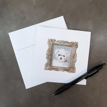 Load image into Gallery viewer, Bichon Fris� Puppy Front View Square Greeting Cards -  Blank Note Cards – 8-Pack of Artist-Designed Cards with Envelopes