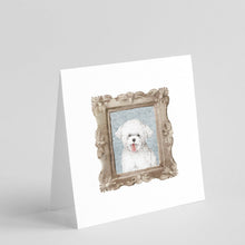 Load image into Gallery viewer, Bichon Fris� Big Smile Square Greeting Cards -  Blank Note Cards – 8-Pack of Artist-Designed Cards with Envelopes