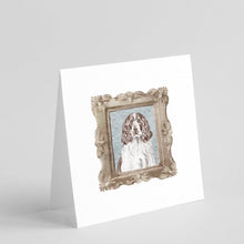 Load image into Gallery viewer, English Springer Spaniel Liver White Front View Square Greeting Cards -  Blank Note Cards – 8-Pack of Artist-Designed Cards with Envelopes