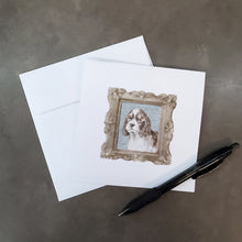 Load image into Gallery viewer, English Springer Spaniel Liver White Puppy Square Greeting Cards -  Blank Note Cards – 8-Pack of Artist-Designed Cards with Envelopes