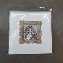Load image into Gallery viewer, English Springer Spaniel Black White Front View 2 Square Greeting Cards -  Blank Note Cards – 8-Pack of Artist-Designed Cards with Envelopes