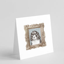 Load image into Gallery viewer, English Springer Spaniel Black White Puppy 2 Square Greeting Cards -  Blank Note Cards – 8-Pack of Artist-Designed Cards with Envelopes