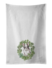 Load image into Gallery viewer, French Bulldog Black and White Christmas Wreath White Kitchen Towel Set of 2