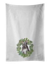 Load image into Gallery viewer, French Bulldog Black Christmas Wreath White Kitchen Towel Set of 2
