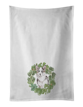 Load image into Gallery viewer, Corgi Blue Merle Christmas Wreath White Kitchen Towel Set of 2
