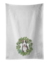 Load image into Gallery viewer, Bull Terrier Black and White Christmas Wreath White Kitchen Towel Set of 2