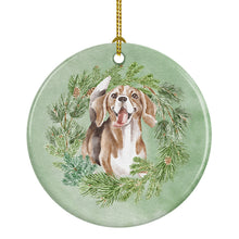 Load image into Gallery viewer, Beagle Smiling Christmas Wreath Ceramic Ornament