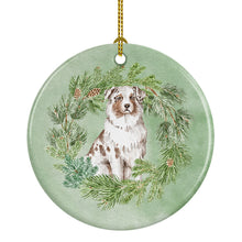 Load image into Gallery viewer, Australian Shepherd Red Merle Christmas Wreath Ceramic Ornament