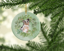 Load image into Gallery viewer, Australian Shepherd Blue Merle Shorthaired Christmas Wreath Ceramic Ornament