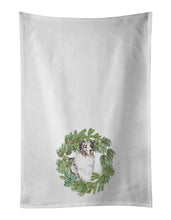 Load image into Gallery viewer, Australian Shepherd Blue Merle Longhaired Christmas Wreath White Kitchen Towel Set of 2