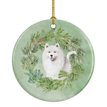 Load image into Gallery viewer, Samoyed Smiling Christmas Wreath Ceramic Ornament
