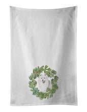 Load image into Gallery viewer, Samoyed Smiling Christmas Wreath White Kitchen Towel Set of 2