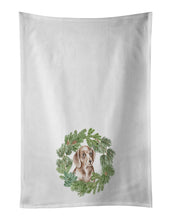 Load image into Gallery viewer, Dachshund Red Puppy Christmas Wreath White Kitchen Towel Set of 2