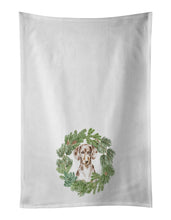 Load image into Gallery viewer, Dachshund Dappled Christmas Wreath White Kitchen Towel Set of 2