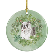 Load image into Gallery viewer, Bulldog Brindled Christmas Wreath Ceramic Ornament