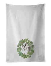 Load image into Gallery viewer, Bulldog Brindled Christmas Wreath White Kitchen Towel Set of 2